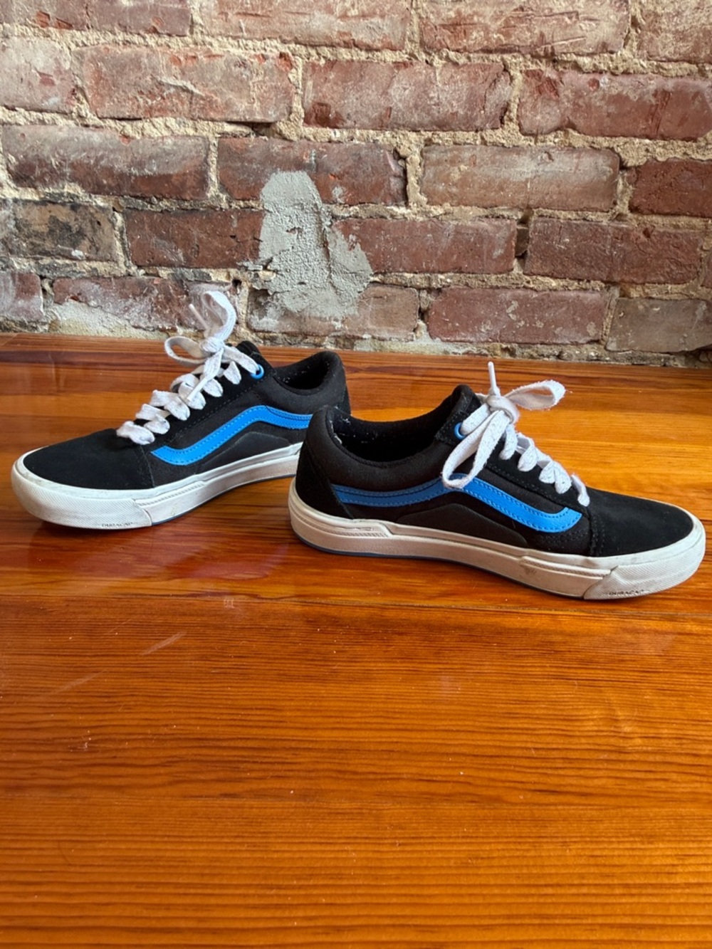 Vans Black and Blue Low-Top Skate Sneakers